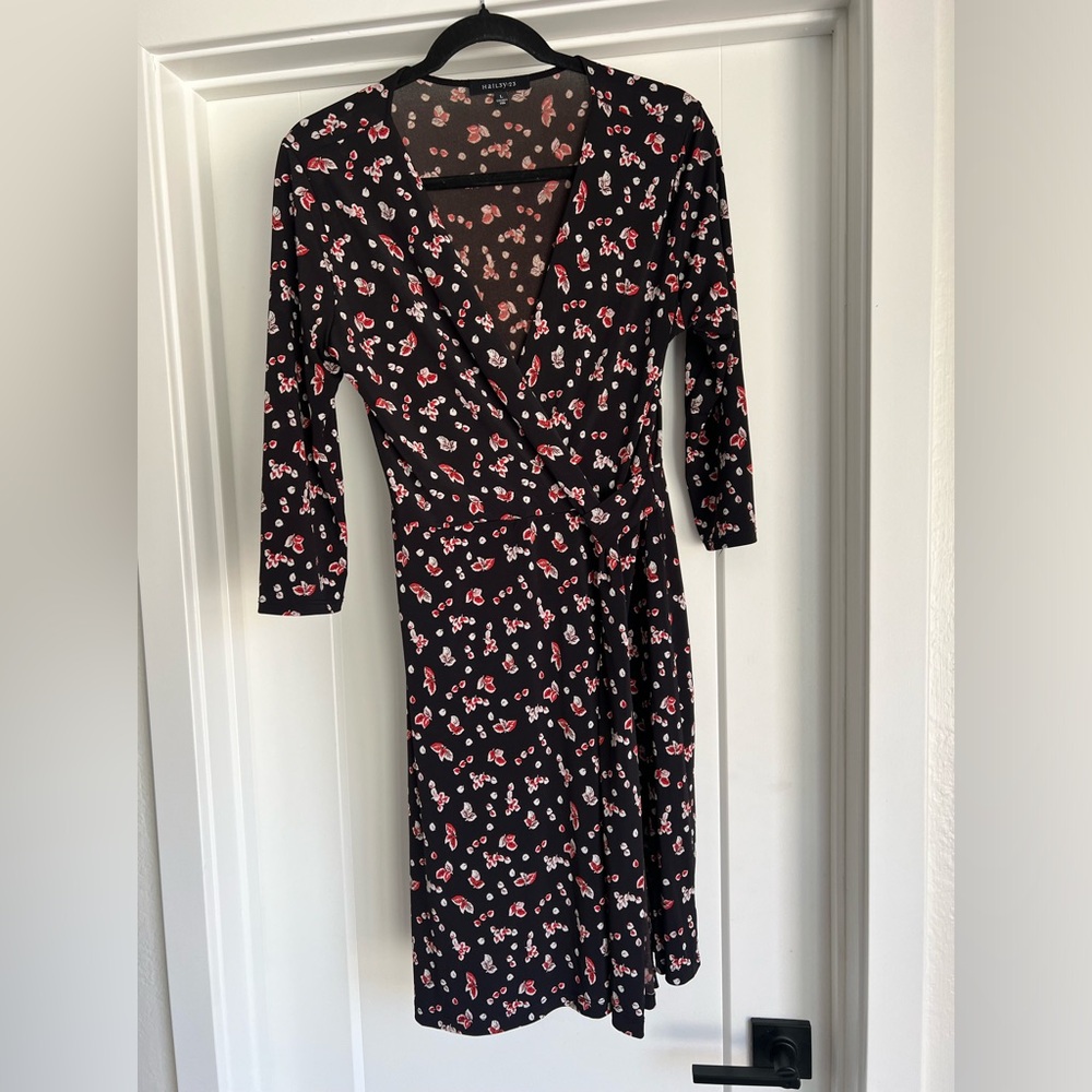 3/4 Sleeve Dress , Faux Wrap